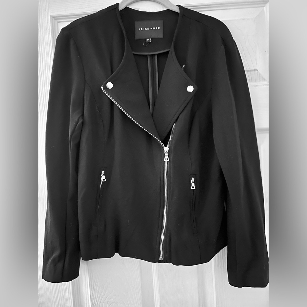 Alice Hope Black Knit Moto Jacket, Size Medium